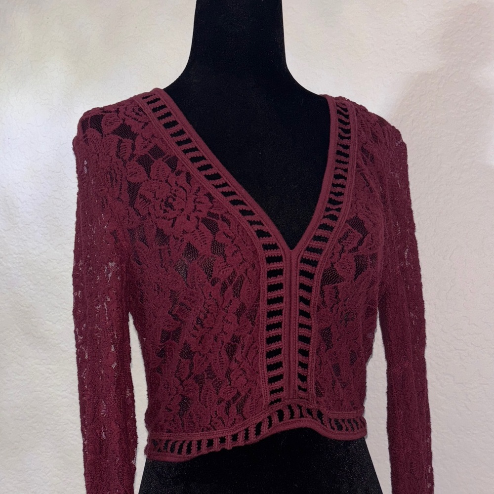Forever 21 Burgundy Lace Blouse